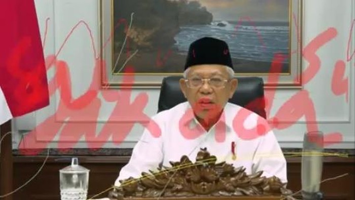 Tampilan Layar Wapres Maruf Amin Dicoret-coret Saat Diskusi Webinar