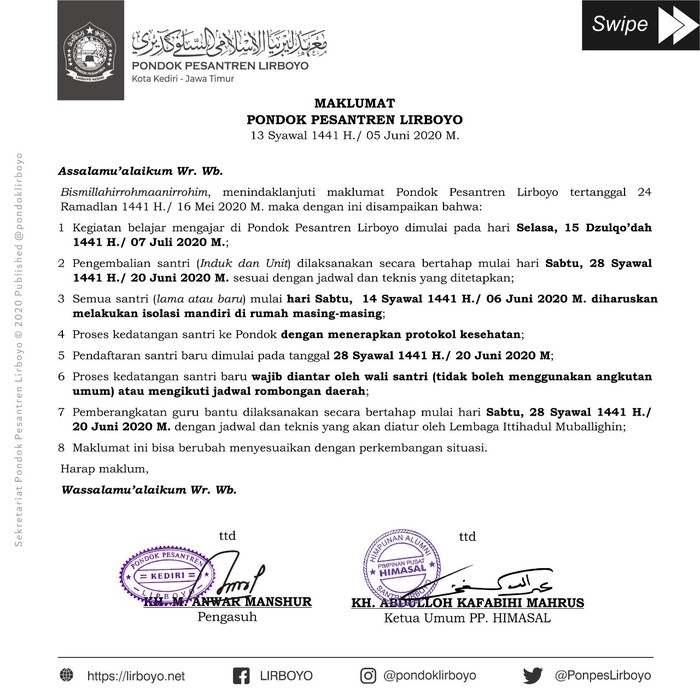 Contoh Surat Pemberitahuan Masuk Sekolah New Normal