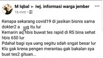Sebut COVID-19 Jadi Ajang Bisnis Dokter, Pemilik Akun FB di Jember Dilaporkan Polisi