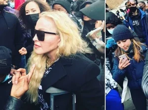 Pakai Kruk karena Cedera Lutut, Madonna Hadiri Aksi Dukung Kulit Hitam