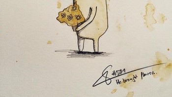 Sudah 600 gambar yang ia buat dari noda tumpahan air kopi. (Foto: Stefan Kuhnigk)