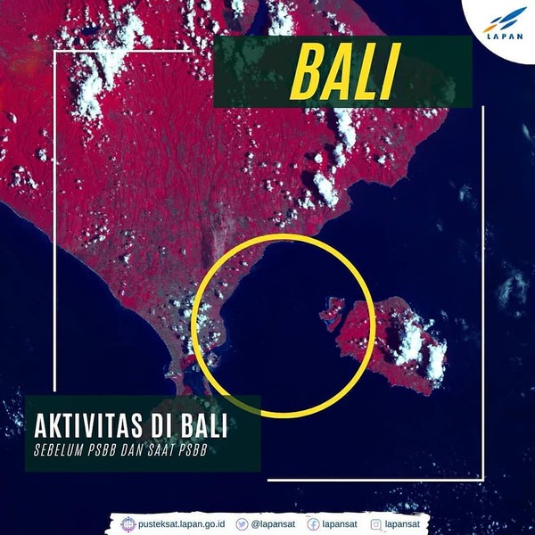 Lapan menggunakan citra dari Satelit LAPAN-A3/LAPAN-IPB. Satelit tersebut berhasil memotret aktivitas penyeberangan kapal dari Bali menuju ke Nusa Penida dan sebaliknya. (dok. Facebook)