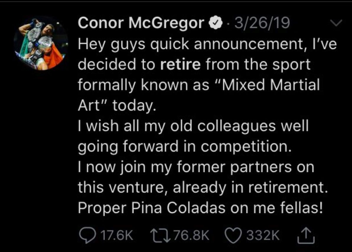 Conor McGregor Pensiun