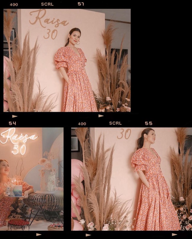 Sementara itu, dekorasi juga mencakup backdrop foto berwarna pink  dengan sentuhan tanaman rustic. (Foto: Instagram/@hamishdw)