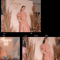 Sementara itu, dekorasi juga mencakup backdrop foto berwarna pink  dengan sentuhan tanaman rustic. (Foto: Instagram/@hamishdw)