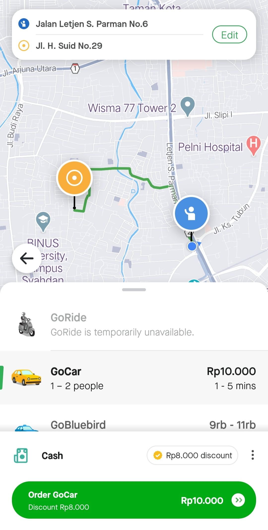 GoRide Belum Bisa Dipesan