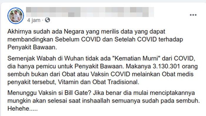 Virus Corona Tak Berbahaya? Sebagian netizen menyebut tidak ada yang meninggal murni karena Corona.