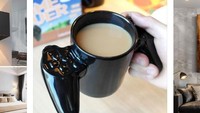 Bagi sejumlah gamers, mungkin benda ini bisa memudahkan mereka untuk bermain game sembari minum kopi. Pasalnya stick game ini dilengkapi dengan gelas di tengah-tengahnya. Istimewa/Dok. Boredpanda.