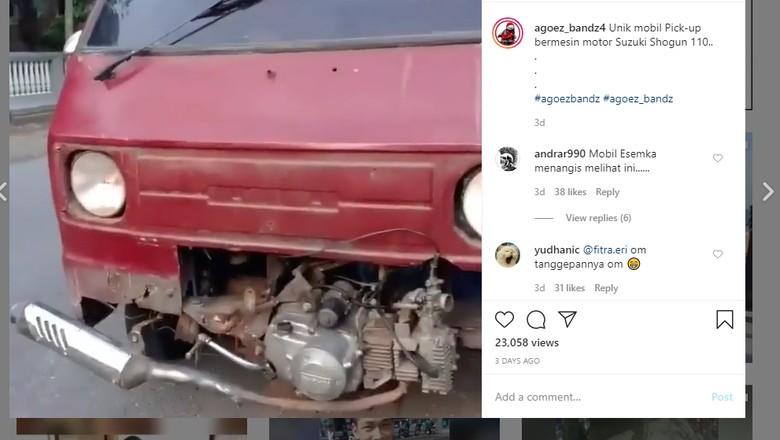 Modifikasi Suzuki Carry pikap dengan mesin motor Suzuki Shogun Modifikasi Suzuki Carry pikap dengan mesin motor Suzuki Shogun