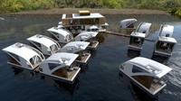 Penginapan terapung ini terdiri dari dua bagian yang berbeda, pusat konstruksi apung dan unit Catamaran apartemen.  