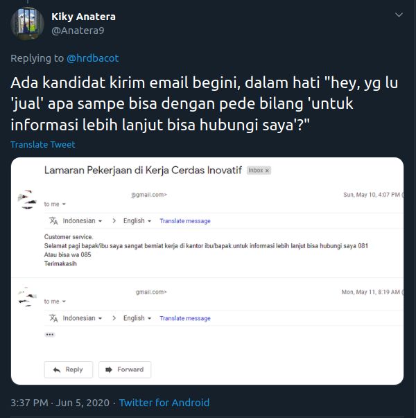 tingkah pelamar kerja