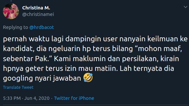 tingkah pelamar kerja