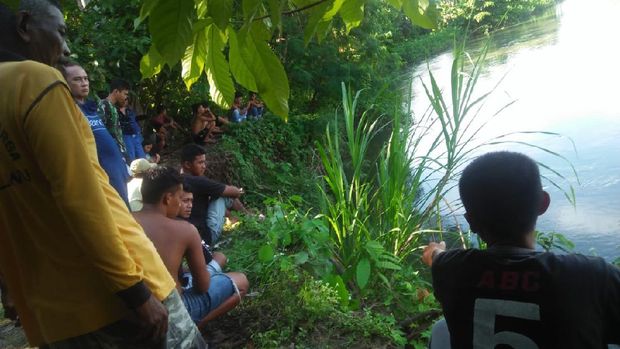 Muslimin diterkam buaya usai berniat memberi makan dengan melempar sebutir telur ayam (dok. Istimewa)