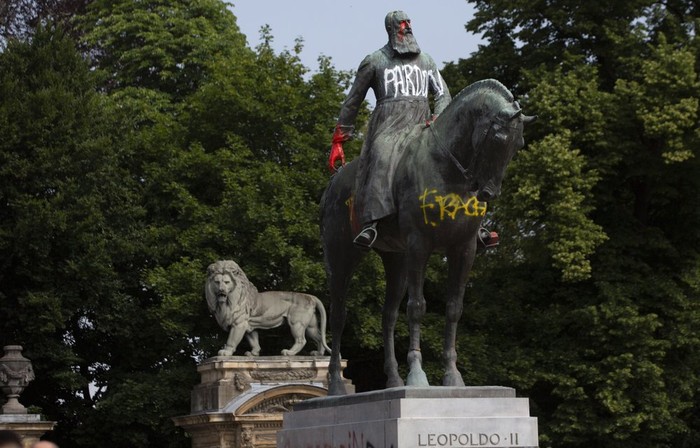 Patung Leopold II di Kota Buussels, Belgia (AP Photo)