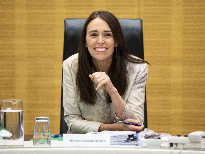 1187434174 WHAKATANE, NEW ZEALAND - DECEMBER 10: New Zealand Prime Minister Jacinda Ardern meets with first responders at the Whakatane Fire Station on December 10, 2019 in Whakatane, New Zealand. Five people are confirmed dead and several people are missing following a volcanic eruption at White Island on Monday. (Photo by Dom Thomas/Radio NZ - Pool/Getty Images)