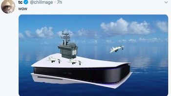 Bisa juga desain PS5 jadi inspirasi kapal laut. Foto: Twitter