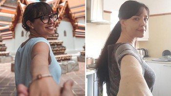 Karena kamu tidak bisa mengikutiku ke seluruh dunia, kini kamu mengikuti aku di sekitar rumah (Foto: Instagram/ thesharonicles)