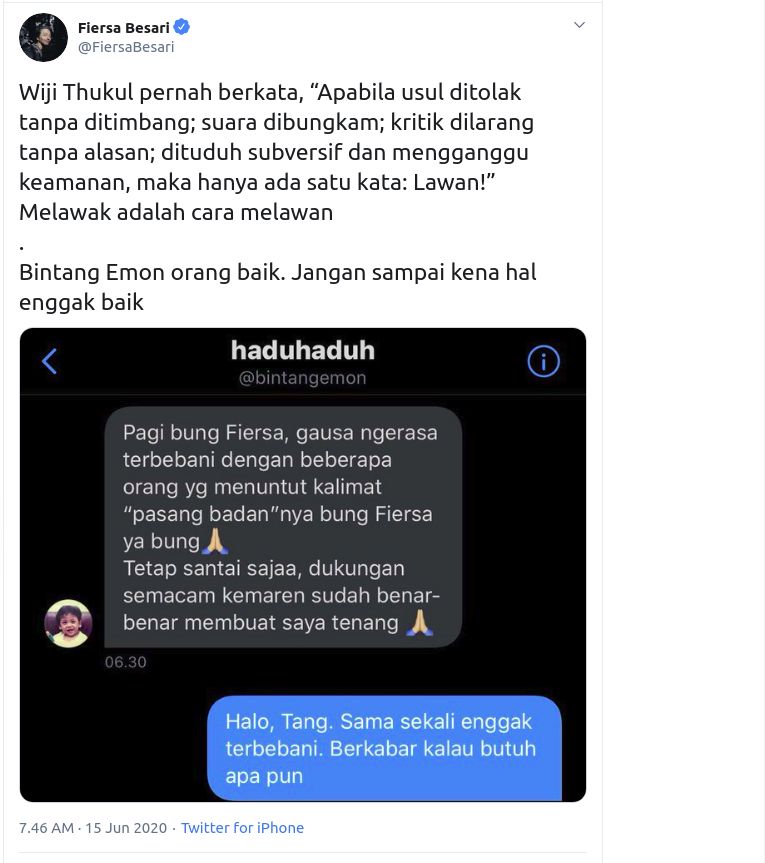 Dukungan untuk Bintang Emon
