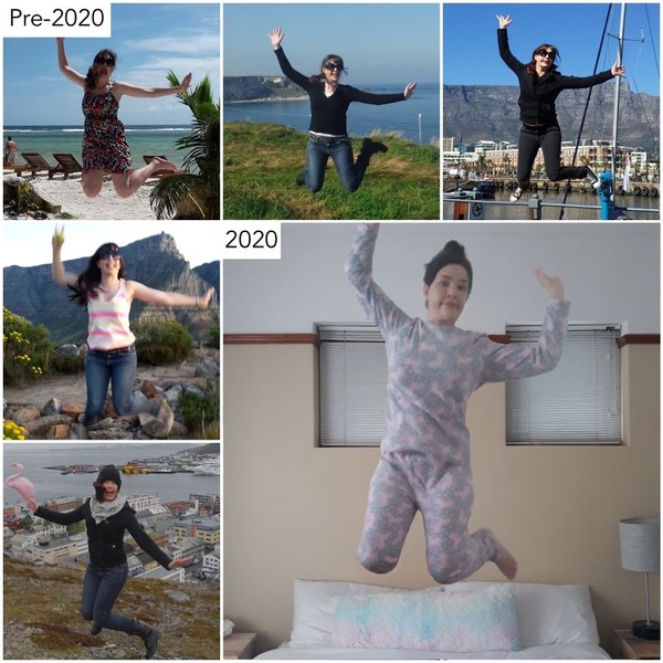 Sebelum tahun 2020, foto melompat begitu menyenangkan. Namun di tahun ini kita melompat di rumah saja. (Sharon Waugh/Instagram)