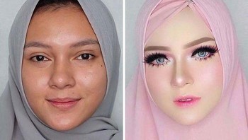 Kalau ini bukan hasil editan. Foto ini memperlihatkan makeup artist yang menampilkan kemampuannya tanpa perlu Photoshop. Keren ya! Foto: Bored Panda
