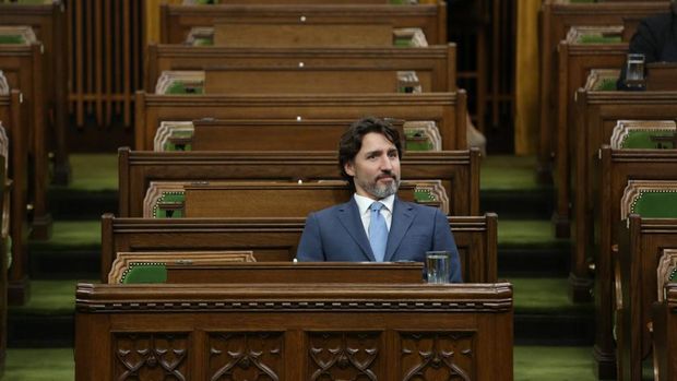Perdana Menteri Kanada  Justin Trudeau menghadiri Komite Khusus membahas penanganan COVID-19 di House of Commons on Parliament Hill, Ottawa, Kanada.