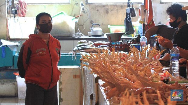 Pasar CSuasana Pembatasan Sosial Berskala Besar (PSBB) di Ibu Kota berdampak pada aktivitas di pasar Jaya salah satunya, di kawasan Pasar Cijantung, Jakarta Timur. 16/6/20, CNBC Indonesia/Tri SusiloPantauan CNBC Indonesia dilapangan pada Selasa (16/6/20) mencoba menelusuri seluruh isi pasar, tampak sepi  pembeli.  Salah satu pasar di kawasan Jakarta Timur itu sangat berbeda dibanding hari-hari biasanya yang padat dan ramai. Kali ini tampak sepi. Bahkan kendaraan yang terparkir sangat minim.  Salah satu pedagang pakaian anak mengatakan, kondisi pasar mulai sepi saat terjadi virus corona. “Ini sangat berimbas pada pendapatan kami. Repot kalau begini terus,”ujarnya.Menurutnya,  setelah lewat pukul 11.00 WIB, siang hari, sudah sangat kurang orang yang berbelanja di pasar. Dagangan pun tentu aja banyak yang tak laku. Karena itu ia berharap wabah COVID-19  ini bisa cepat selesai.Yanto, pedagang daging ayam juga merasakan demikian. “ Jam 10 masih numpuk dagangan ini. kami sangat khawatir pak kalau begini terus.,”ujarnya sambal geleng geleng kepala.Pedagang sayur pun demikian. Munawar seorang  tukang sayur mengatakan, untuk mendapatkan sayur juga sulit. “Kita dapat juga sulit. Jualnya juga sudah sepi pembeli. Aturan jaga jarak dan tidak berpergian ke pasar sangat berdampak. “Jadi kalau enggak laku ya udah jadi risiko,” ungkapnya.  Penjagaan juga diperketat oleh anggota TNI dan securty pasar untuk, setiap pengunjung yang ingin masuk ke pasar akan dicek suhu dan cuci tangan. Untuk kepasar basah (pasar ikan) dipastikan pengunjung memakai masker, peraturan tersebut sudah pasang sebelum masuk pasar basar.Sebelumnya Seorang pedagang di Pasar Obor Cijantung dinyatakan positif Covid-19 usai jalani rapid test dan swab test Covid-19 pada Jumat (29/5/2020) lalu.Informasi itu berdasarkan data dari Perumda Pasar Jaya pada Kamis (11/6/2020).Adapun rapid test dan swab test di Pasar Obor Cijantung pada 29 Mei 2020 lalu diikuti 75 peserta yang terdiri dari pengunjung dan pedagang pasar.Hasilnya, empat orang reaktif Covid-19 berdasarkan hasil rapid test. Kemudian, dari empat orang itu, seorang pedagang dinyatakan positif Covid-19. (CNBC Indonesia/ Tri Susilo)ijantung (CNBC Indonesia/ Tri Susilo)