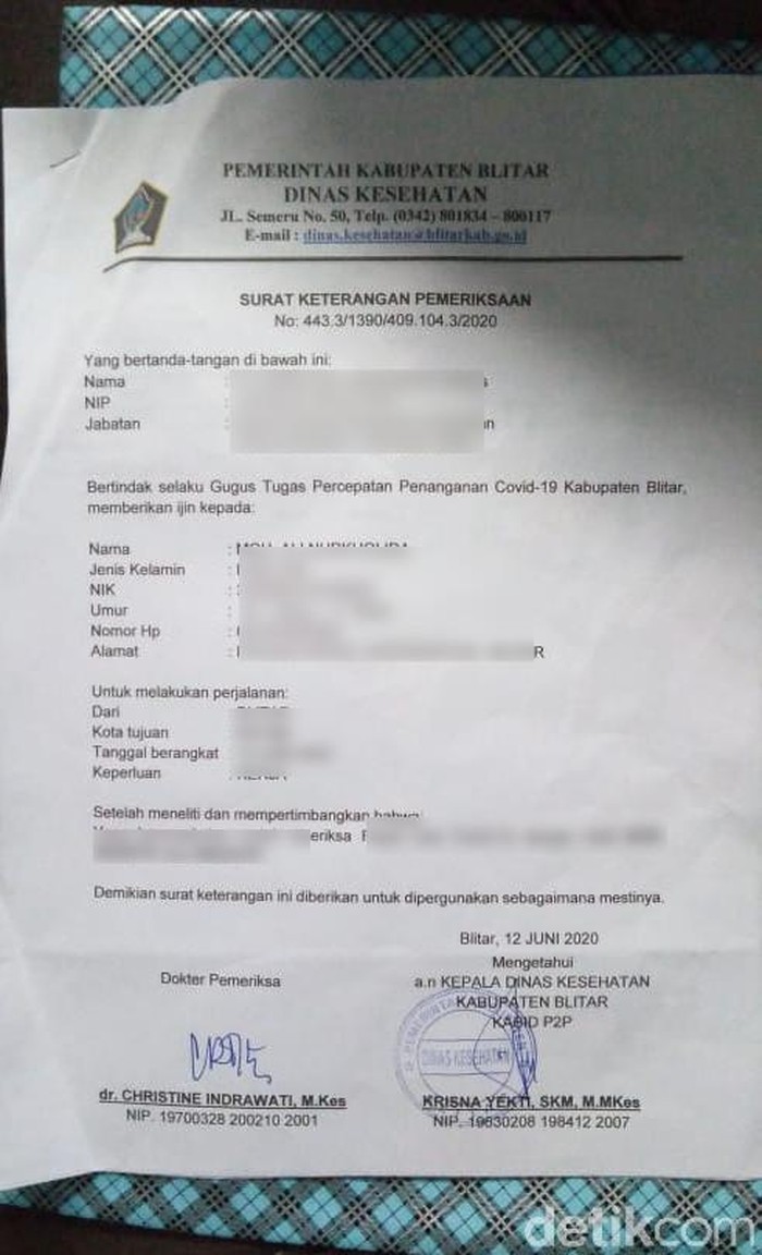 Permohonan Surat Bebas Corona Di Blitar Melonjak Sambut New Normal