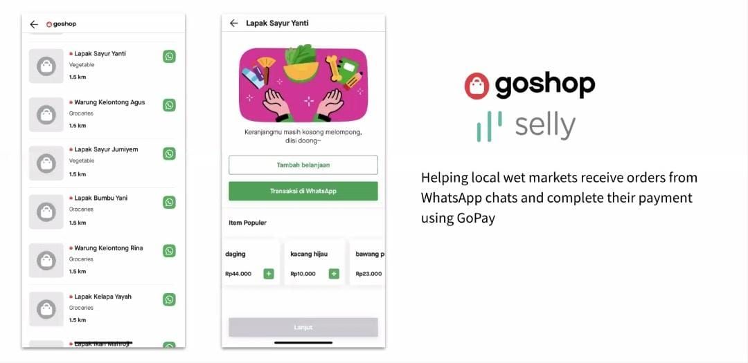 Transaksi yang bisa dilakukan di GoShop dengan memesan melalui WhatsApp dan melakukan pembayaran memakai Gopay.