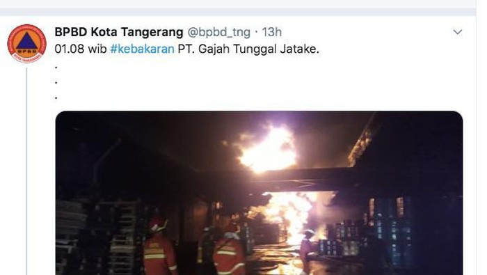 Informasi kebakaran yang disampaikan BPBD Tangerang