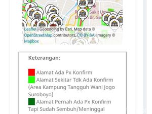 Begini Peta Alamat Pasien COVID-19 yang Disuguhkan Pemkot Surabaya