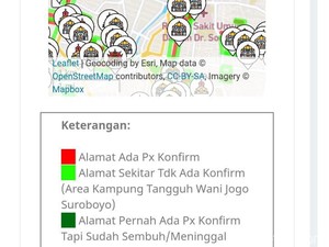 Begini Peta Alamat Pasien COVID-19 yang Disuguhkan Pemkot Surabaya