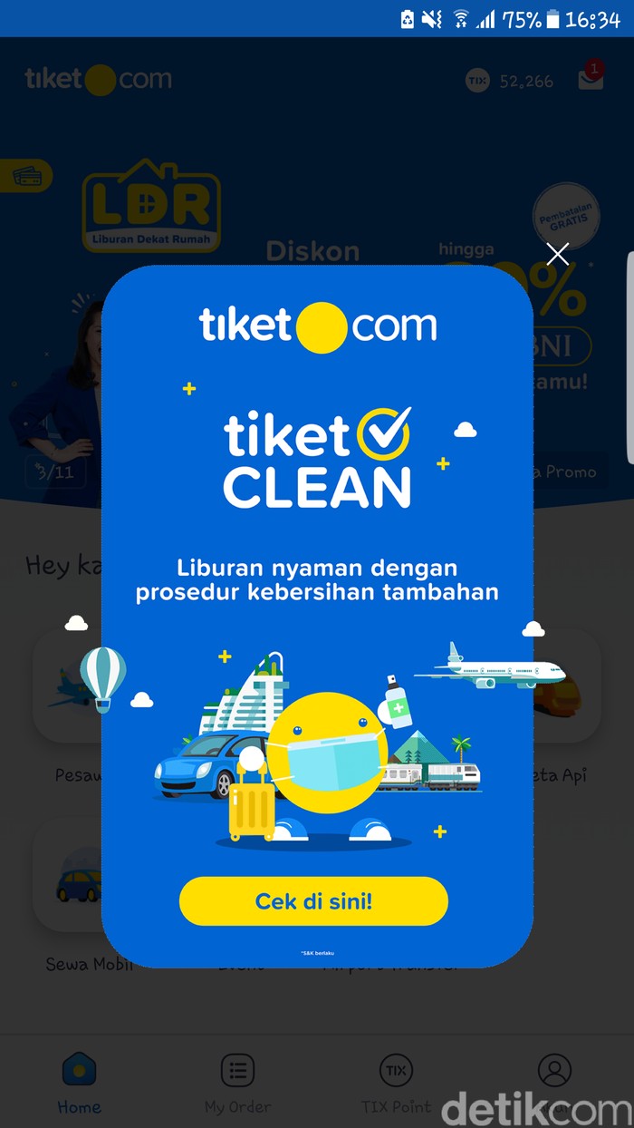 Screenshot aplikasi tiket.com