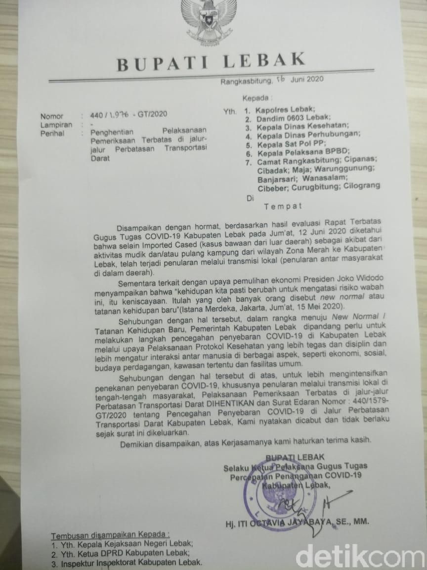 Surat edaran Pemkab Lebak