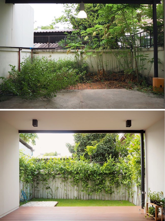 Area belakang rumah yang dirapikan menjadi halaman mungil yang asri. Renovasi rumah memakan waktu hingga delapan bulan. Proyek ini juga menelan biaya sekitar 1,5 - 2 juta baht atau hampir mencapai Rp 1 miliar. (Foto: Facebook/Peary is Happy)