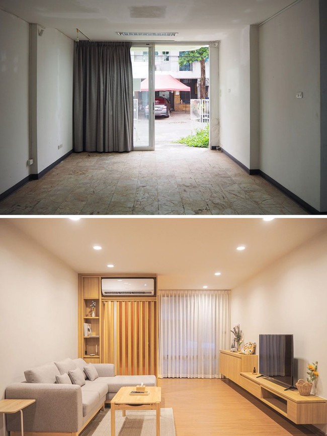 Pemilik rumah menghindari pemakaian interior yang berlebih agar tak sumpek. Warna interior yang kalem tanpa motif atau detail semakin membuat ruangan ini terasa lebih lega. (Foto: Facebook/Peary is Happy)