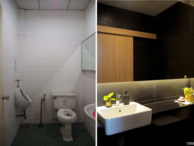 Masih di lantai satu, kamar mandi juga berubah total. Hitam dipilih sebagai warna utama sehingga tak mudah makan kotor. (Foto: Facebook/Peary is Happy)
