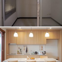 Foto sebelum dan sesudah perenovasian area dapur yang berada di bagian belakang rumah. Sang arsitek, Chayanont Taechahasadin, mengganti jendela dengan pintu yang lebar. (Foto: Facebook/Peary is Happy)