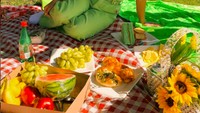 Piknik di Long Beach, Vanntey terlihat fresh dengan outfit putih dan hijau muda. Ia juga melengkapi momen pikniknya dengan banyak makanan. Mulai dari anggur, semangka, apel, sampai pastry. Nyammm! Foto: Instagram vannteyy