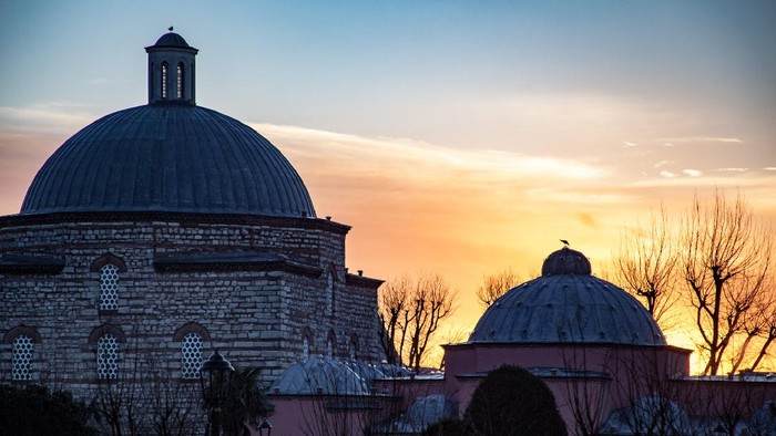 dome of the Turkish bath near sultanahmet square of Istanbul, Turkey in February