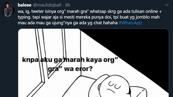 Sedangkan pengguna WhatsApp yang jomblo diam-diam saja karena tidak ada yang bisa diperhatikan. Foto: Screenshot Twitter