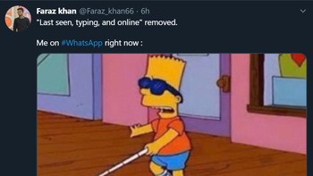 Netizen ini serasa buta karena tidak bisa lihat status kontak WhatsAppnya. Foto: Screenshot Twitter