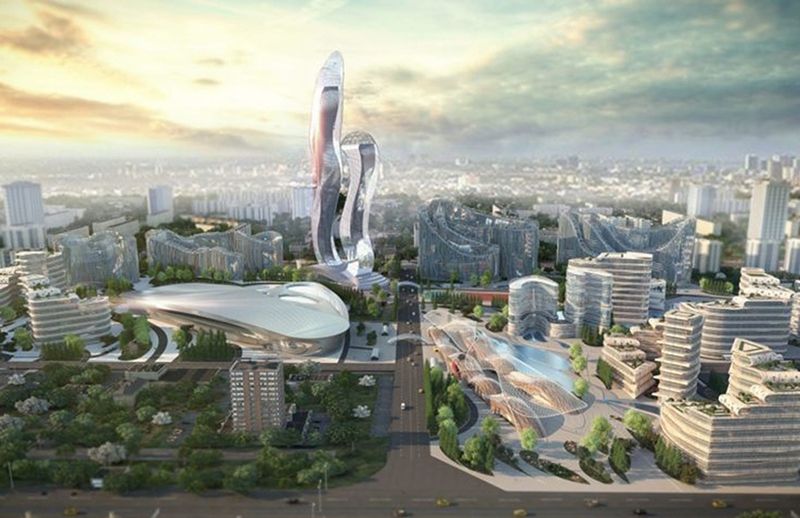 Render digital Akon City, kota buatan Rapper Akon