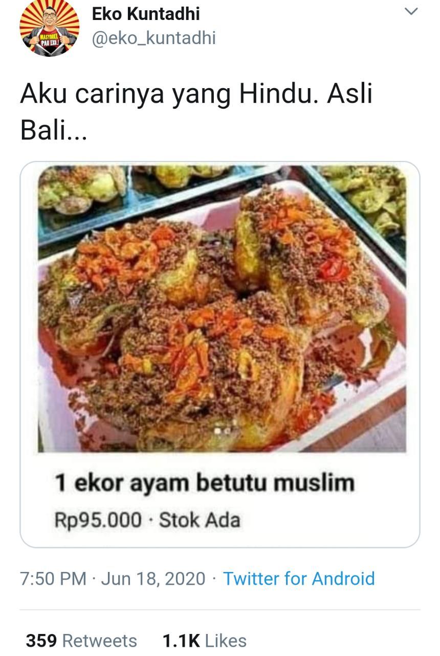 Jual Ayam Betutu Muslim, Netizen : Ayamnya Udah Masuk Islam?