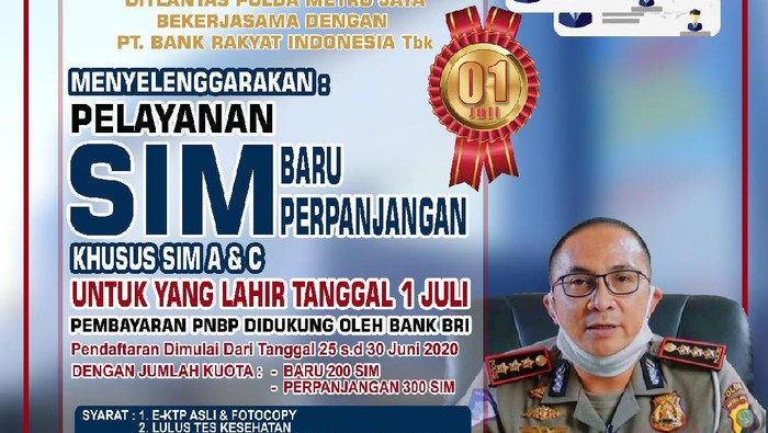 Layanan SIM Spesial untuk Warga DKI Jakarta yang Lahir 1 Juli