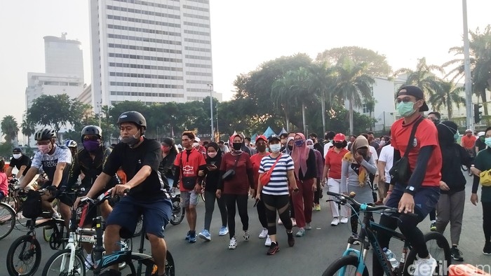 Suasana car free day di Bundaran HI, Minggu (21/6/2020) pagi.