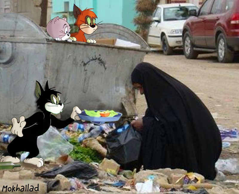 Foto daerah perang dan kartun