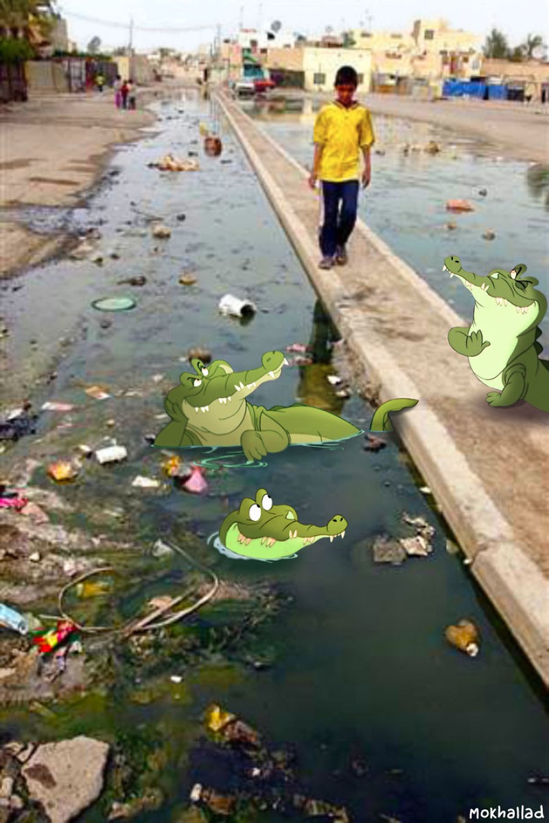 Foto daerah perang dan kartun