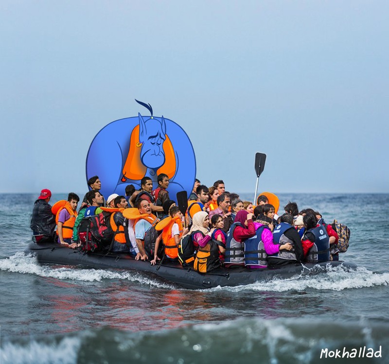 Foto daerah perang dan kartun