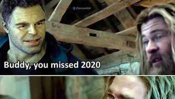 Karena sejak awal tahun 2020 sudah cukup banyak masalah, Thor pun kesal. Huft yang sabar, semoga di akhir tahun ada kado indah untuk semua orang. Foto: via 9Gag