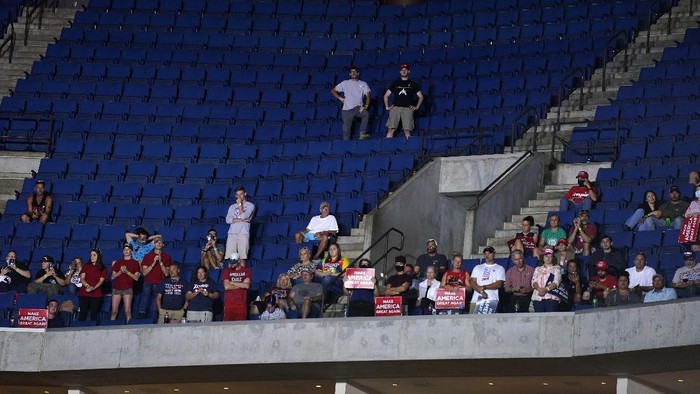 President Donald Trump speaks during a campaign rally at the BOK Center, Saturday, June 20, 2020, in Tulsa, Okla. (AP Photo/Evan Vucci)
